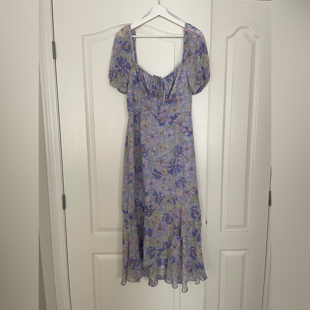 ASTR the Label Blue and Purple Floral Midi Dress